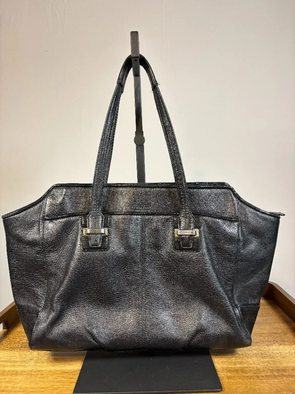 Coach Taylor Alexis Black Leather Shoulder Carryall